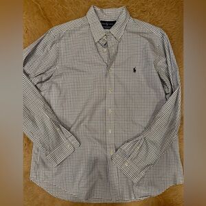 Ralph Lauren Men's Plaid Shirt - Black and Blue windowpanes